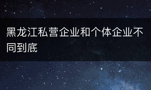 黑龙江私营企业和个体企业不同到底