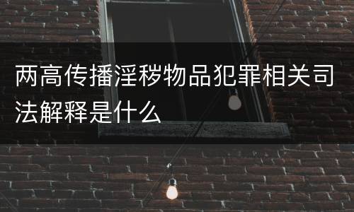 两高传播淫秽物品犯罪相关司法解释是什么