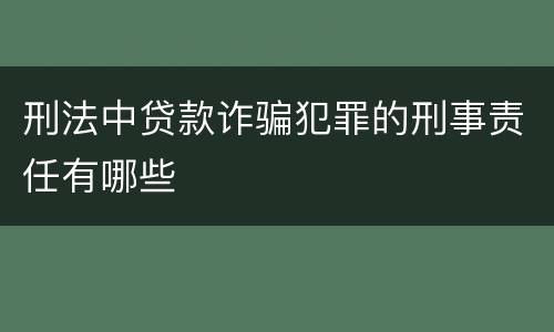 刑法中贷款诈骗犯罪的刑事责任有哪些