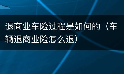 退商业车险过程是如何的（车辆退商业险怎么退）