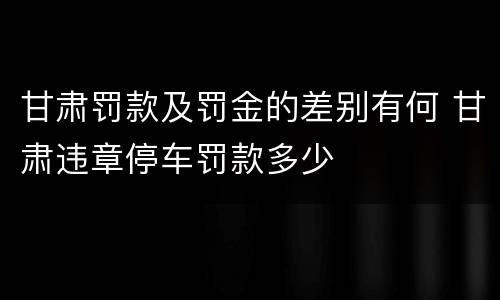 甘肃罚款及罚金的差别有何 甘肃违章停车罚款多少