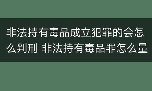 非法持有毒品成立犯罪的会怎么判刑 非法持有毒品罪怎么量刑