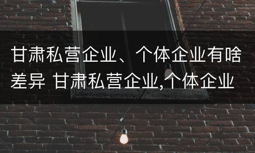 甘肃私营企业、个体企业有啥差异 甘肃私营企业,个体企业有啥差异嘛