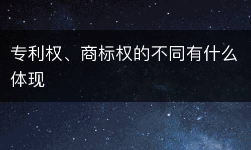 专利权、商标权的不同有什么体现