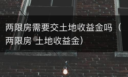 两限房需要交土地收益金吗（两限房 土地收益金）