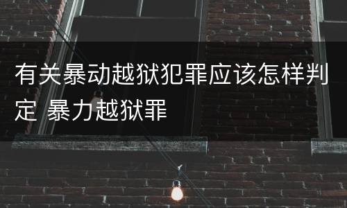 有关暴动越狱犯罪应该怎样判定 暴力越狱罪