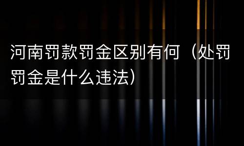 河南罚款罚金区别有何（处罚罚金是什么违法）