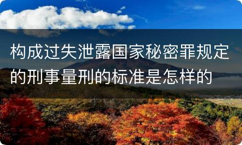 构成过失泄露国家秘密罪规定的刑事量刑的标准是怎样的