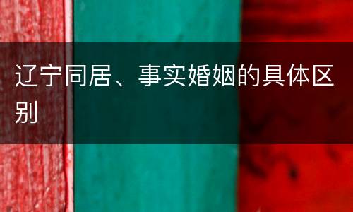 辽宁同居、事实婚姻的具体区别