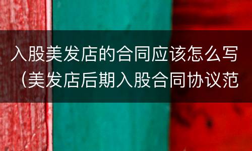 入股美发店的合同应该怎么写（美发店后期入股合同协议范本）