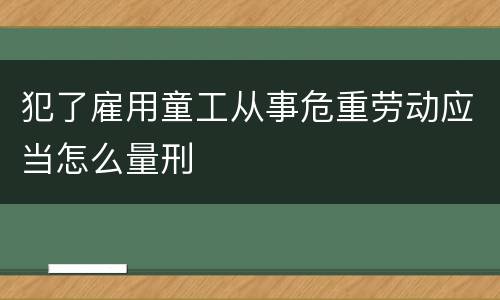 犯了雇用童工从事危重劳动应当怎么量刑
