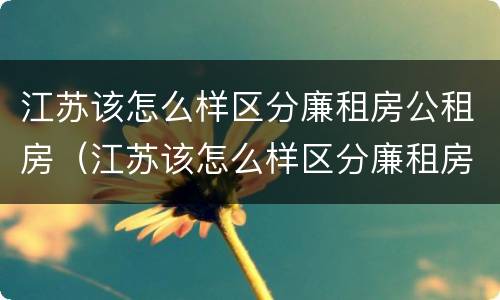 江苏该怎么样区分廉租房公租房（江苏该怎么样区分廉租房公租房呢）
