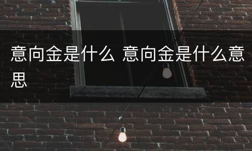 意向金是什么 意向金是什么意思