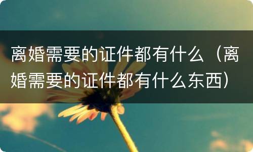离婚需要的证件都有什么（离婚需要的证件都有什么东西）