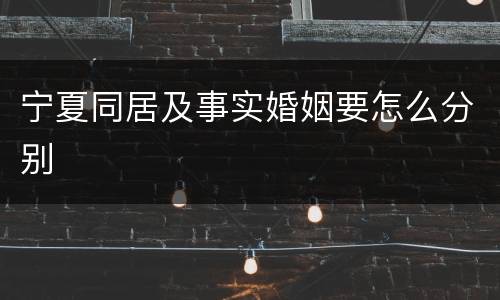 宁夏同居及事实婚姻要怎么分别