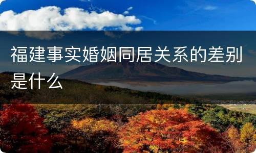 福建事实婚姻同居关系的差别是什么