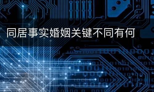 同居事实婚姻关键不同有何