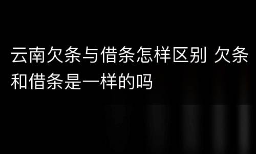 云南欠条与借条怎样区别 欠条和借条是一样的吗