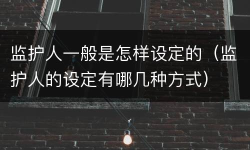 监护人一般是怎样设定的（监护人的设定有哪几种方式）
