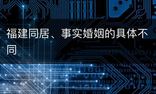福建同居、事实婚姻的具体不同