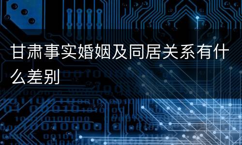 甘肃事实婚姻及同居关系有什么差别