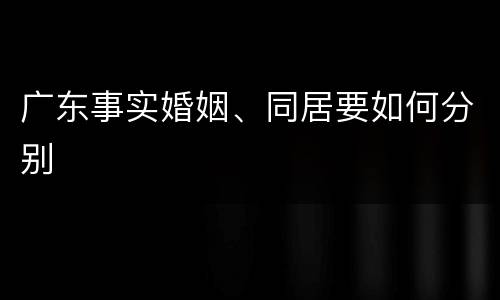 广东事实婚姻、同居要如何分别