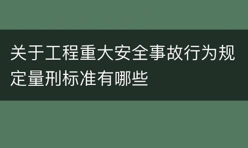 关于工程重大安全事故行为规定量刑标准有哪些