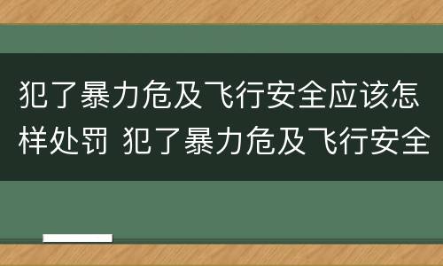 犯了暴力危及飞行安全应该怎样处罚 犯了暴力危及飞行安全应该怎样处罚呢