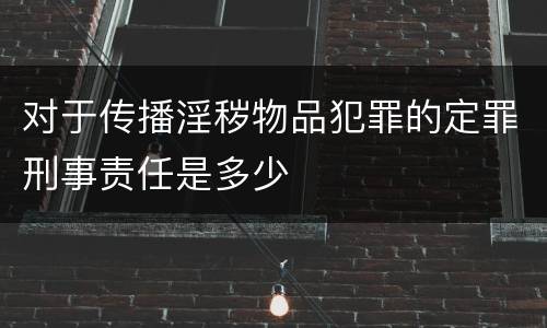 对于传播淫秽物品犯罪的定罪刑事责任是多少