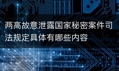 两高故意泄露国家秘密案件司法规定具体有哪些内容