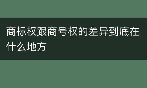 商标权跟商号权的差异到底在什么地方