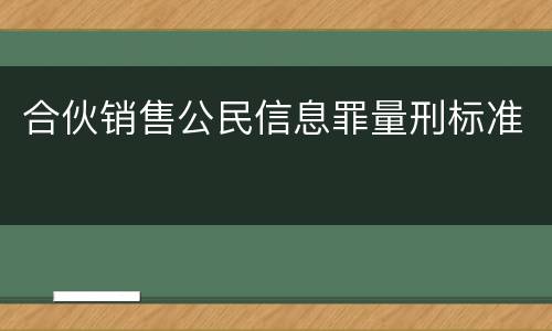 合伙销售公民信息罪量刑标准