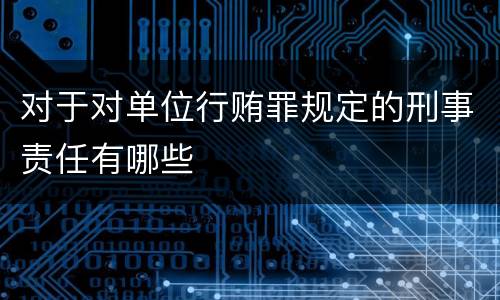 对于对单位行贿罪规定的刑事责任有哪些