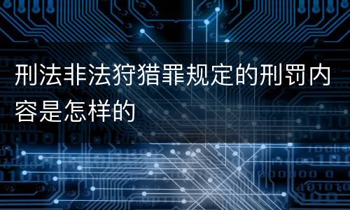刑法非法狩猎罪规定的刑罚内容是怎样的