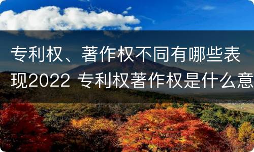 专利权、著作权不同有哪些表现2022 专利权著作权是什么意思