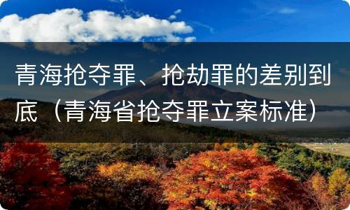 青海抢夺罪、抢劫罪的差别到底（青海省抢夺罪立案标准）