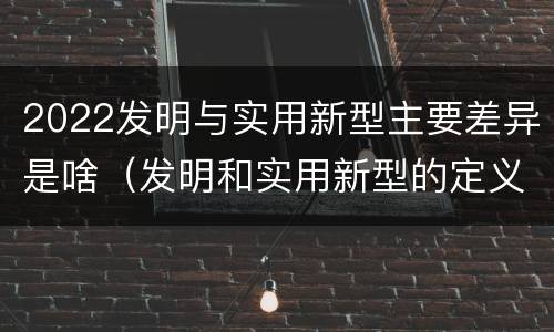 2022发明与实用新型主要差异是啥（发明和实用新型的定义）