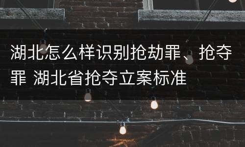 湖北怎么样识别抢劫罪、抢夺罪 湖北省抢夺立案标准