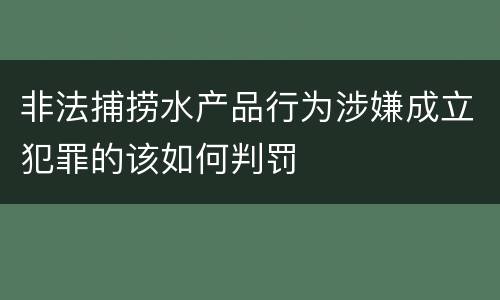 非法捕捞水产品行为涉嫌成立犯罪的该如何判罚