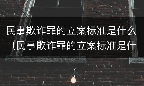 民事欺诈罪的立案标准是什么（民事欺诈罪的立案标准是什么意思）