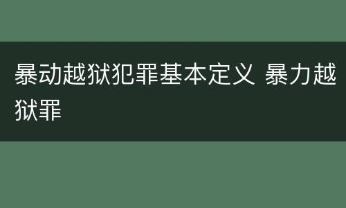 暴动越狱犯罪基本定义 暴力越狱罪