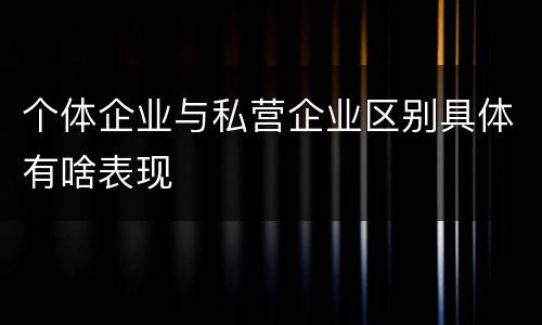 个体企业与私营企业区别具体有啥表现