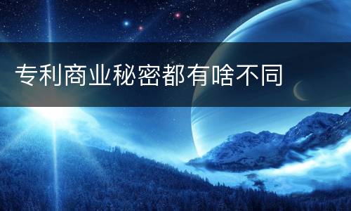 专利商业秘密都有啥不同