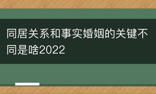 同居关系和事实婚姻的关键不同是啥2022
