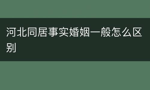 河北同居事实婚姻一般怎么区别