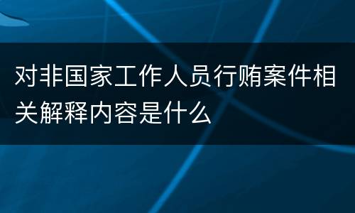 对非国家工作人员行贿案件相关解释内容是什么