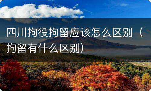 四川拘役拘留应该怎么区别（拘留有什么区别）