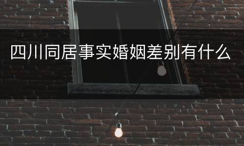 四川同居事实婚姻差别有什么