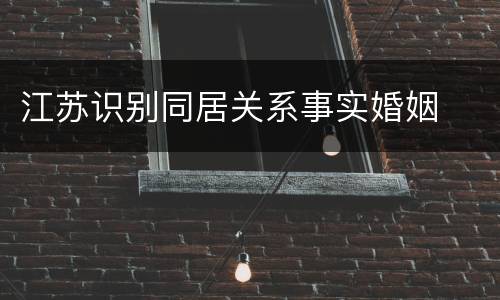 江苏识别同居关系事实婚姻