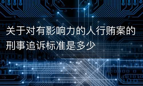 关于对有影响力的人行贿案的刑事追诉标准是多少